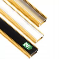 Taśmy LED - Profil Aluminiowy natynkowy MINI do taśm LED nawierzchniowy, nakładany 2m Złoty + Mleczny Klosz - miniaturka - grafika 1