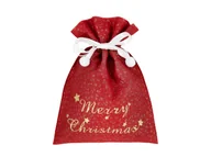 Pozostałe akcesoria świąteczne - Worek Mikołaja na prezenty tłoczony bordowy - 23 x 33 cm - 1 szt. - miniaturka - grafika 1