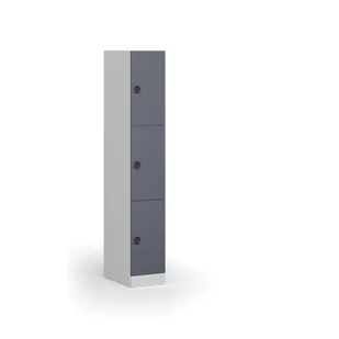 Szafka ubraniowa ze schowkami, 3 schowki, 1850 x 300 x 500 mm, zamek elektroniczny na kod, drzwi ciemnoszare - Szafki biurowe - miniaturka - grafika 3