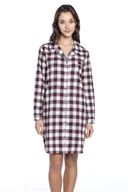 Bielizna nocna - Flanelowa koszula damska VERONICA Bordowy XXL - miniaturka - grafika 1