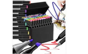 Markery alkoholowe 80 szt flamastry mazaki pisaki dwustronne pro + torba - Przybory szkolne - miniaturka - grafika 1