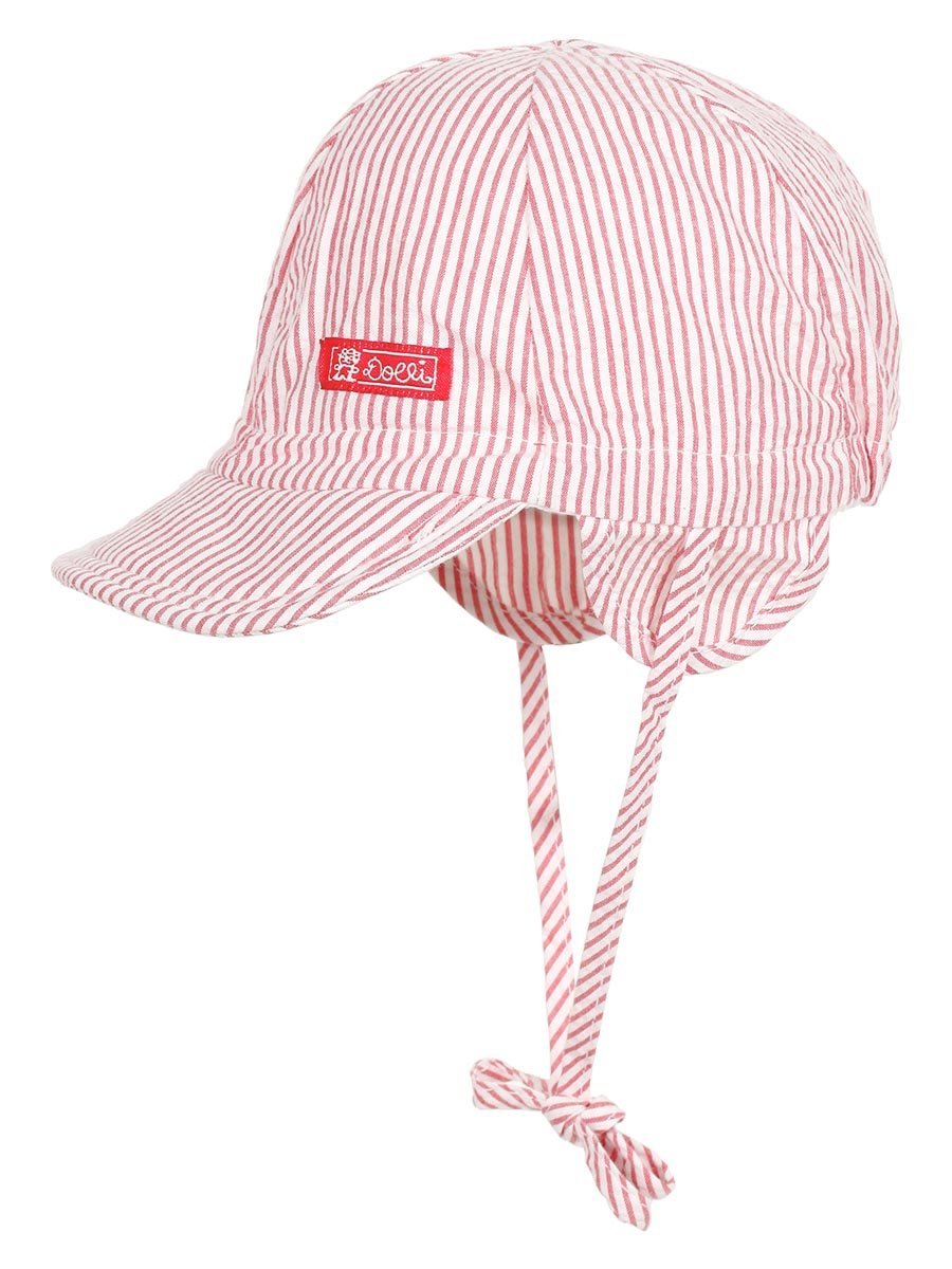 Wiązana czapka z daszkiem czerwone paski Döll r.47