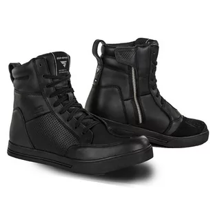 SHIMA BLAKE męskie buty motocyklowe - skórzane, wzmocnione, przewiewne trampki motocyklowe z ochraniaczami kostki, antypoślizgową podeszwą i nadkładką zmiany biegów (Czarne, 46) - Buty motocyklowe - miniaturka - grafika 1