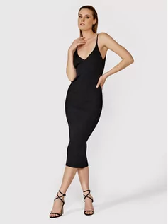 Sukienki - Simple Sukienka letnia SUD007 Czarny Slim Fit - grafika 1