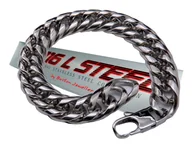 Bransolety męskie - Srebrna Bransoleta Męska Gruba Pancerka Stal 316L - miniaturka - grafika 1