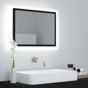 Lustra - vidaXL Lustro łazienkowe z LED, czarne, 60x8,5x37 cm, płyta wiórowa - miniaturka - grafika 1