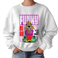 Bluzy damskie - Biała Bluza Damska Dresowa FUNKY Kolorowe Cool Funky Wzory Rozmiar M - miniaturka - grafika 1