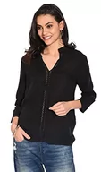 Koszulki i topy damskie - Bonateks damska top 100% lniana tunika Made in Italy, tunezyjska tunika z koronkowym karczkiem i rękawami 3/4, czarna, rozmiar: XL, czarny, XL - miniaturka - grafika 1