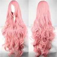 Pozostałe akcesoria fryzjerskie - TEMU Peruka Damska 26" - Ombre od Pastelowej Róż do Żółtego, Syntetyczne Włosy z Grzywką, Objętościowe Fale na Cosplay, Anime i Codzienne Użytkowanie - miniaturka - grafika 1