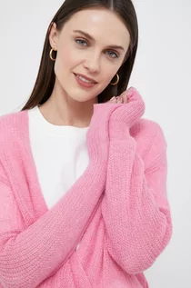 Swetry damskie - Joop! kardigan z domieszką wełny kolor fioletowy lekki - grafika 1
