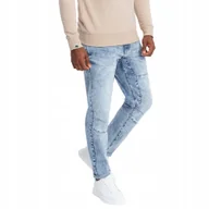 Spodnie męskie - Jeansowe spodnie męskie TAPER FIT błękitne V1 OM-PADP-0161 XXL - miniaturka - grafika 1