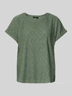 Koszulki i topy damskie - T-shirt o kroju relaxed fit z ażurową koronką model ‘TASSA’ - miniaturka - grafika 1