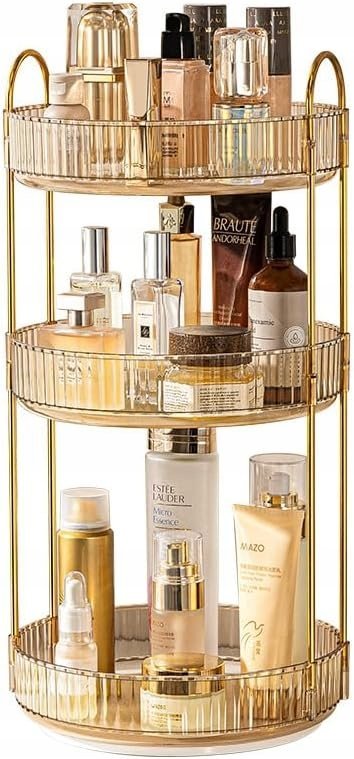 STOJAK ORGANIZER ŁAZIENKOWY NA KOSMETYKI OBRACANY DUŻA POJEMNOŚĆ 3-POZIOMY