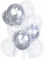 Urodziny dziecka - Balony lateksowe Motylki srebrne - 30 cm - 10 szt. - miniaturka - grafika 1