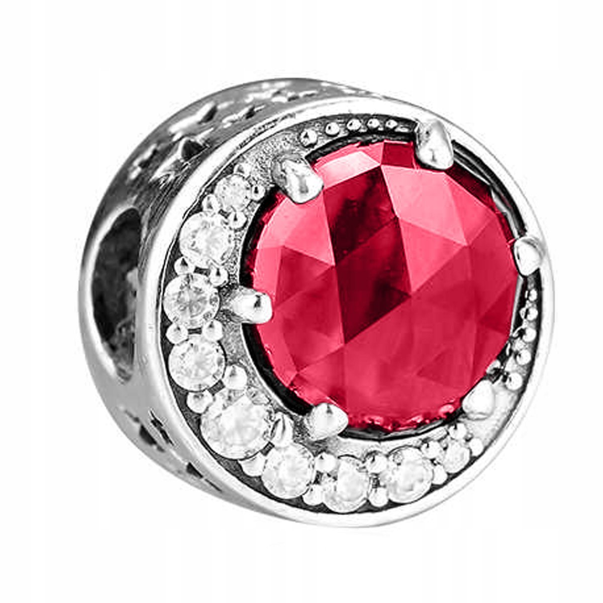 Charms Srebrny Księżyc Czerwony Czerwona Cyrkonia Półksiężyc SREBRO 925