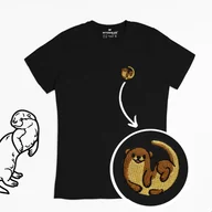 Koszulki męskie - Haftowany T-shirt - WYDRA - czarny L - miniaturka - grafika 1