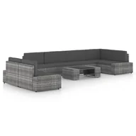 Meble ogrodowe - vidaXL 8-cz. ogrodowy zestaw wypoczynkowy, poduszki, szary rattan PE 3067174 - miniaturka - grafika 1