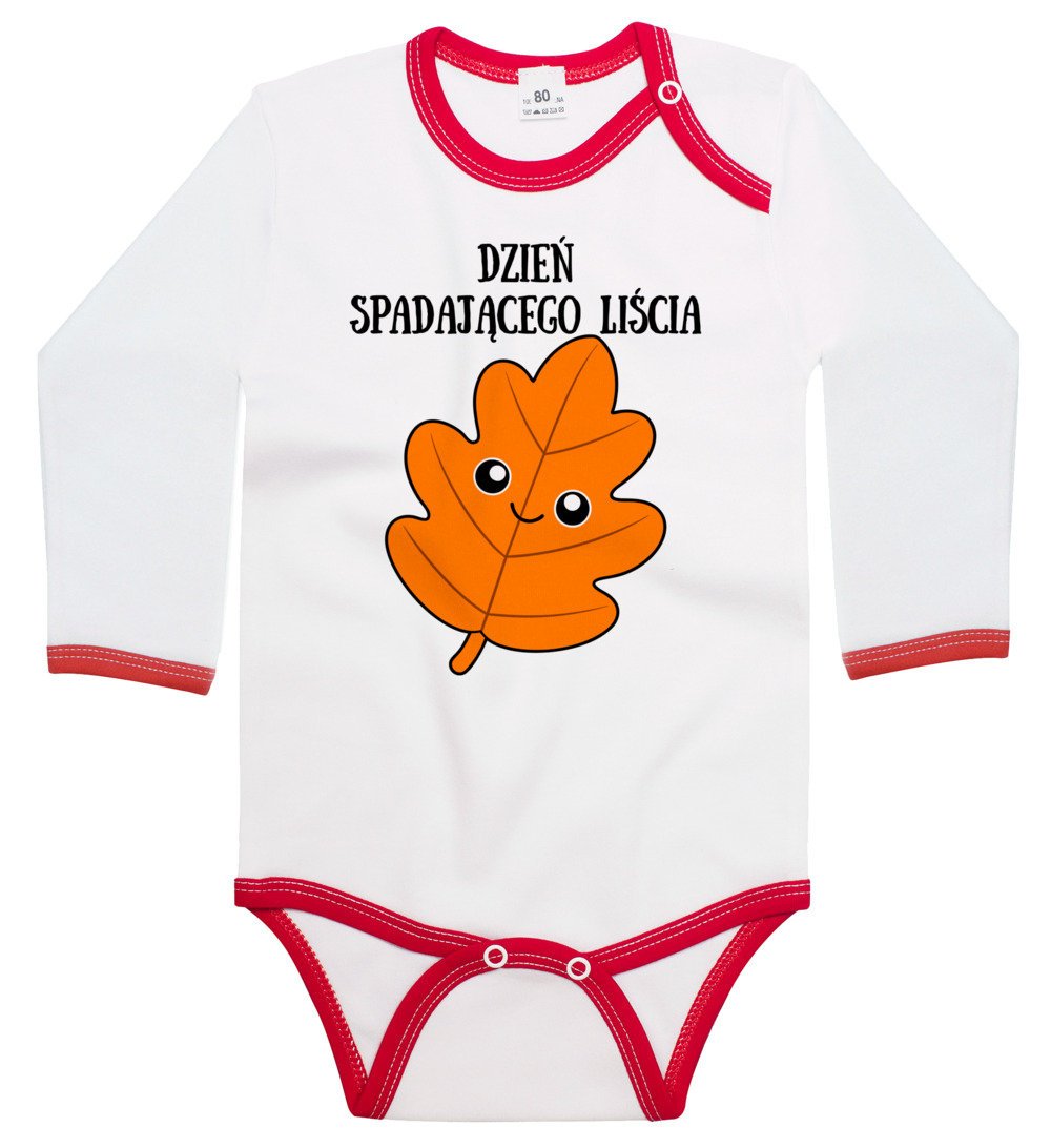 Body dziecięce Pomarańczowy Liść Dębu Napis Dzień Spadającego Liścia 74/80