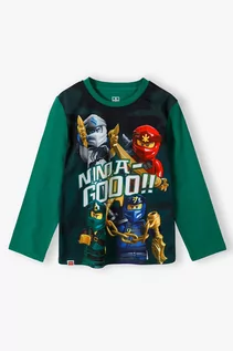 Bluzki dla chłopców - Zielona bluzka z długim rękawem - Lego Ninjago - grafika 1