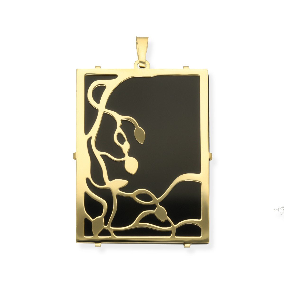 ankabizuteria.pl Srebrna pozłacana zawieszka z onyksem GAŁĄZKI