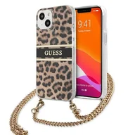 Etui i futerały do telefonów - Guess Leopard Gold Stripe Crossbody - Etui iPhone 13 Mini GUHCP13SKBCLE - miniaturka - grafika 1