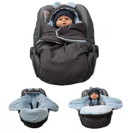 Śpiworki dla dzieci - Culbaby, Śpiworek Myszka Do Wózka Fotelika Gondoli Ortalion Grafit Minky Niebieski - miniaturka - grafika 1
