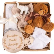 Zestawy upominkowe - PREZENT na Chrzest Pamiątka dla dziecka z maskotką, pieluszką i gryzakiem - miniaturka - grafika 1
