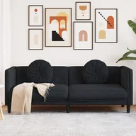 Sofy i kanapy - Sofa 3-osobowa z poduszkami, czarna, aksamit - miniaturka - grafika 1