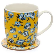 Kubki - Kubek Porcelanowy Piwonie + Podstawka - miniaturka - grafika 1