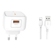 Ładowarki do telefonów - XO ładowarka sieciowa L59 QC 3.0 18W 1x USB biała + kabel Lightning - miniaturka - grafika 1