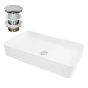 Umywalki - Umywalka biała 680x380x120 mm + odpływ - miniaturka - grafika 1