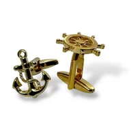 Spinki do mankietów i krawatów - Spinki do mankietów - DLA ŻEGLARZA (ZŁOTE) - miniaturka - grafika 1