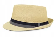 Czapki męskie - Letni kapelusz męski beżowy TRILBY 59 Pako Jeans - miniaturka - grafika 1