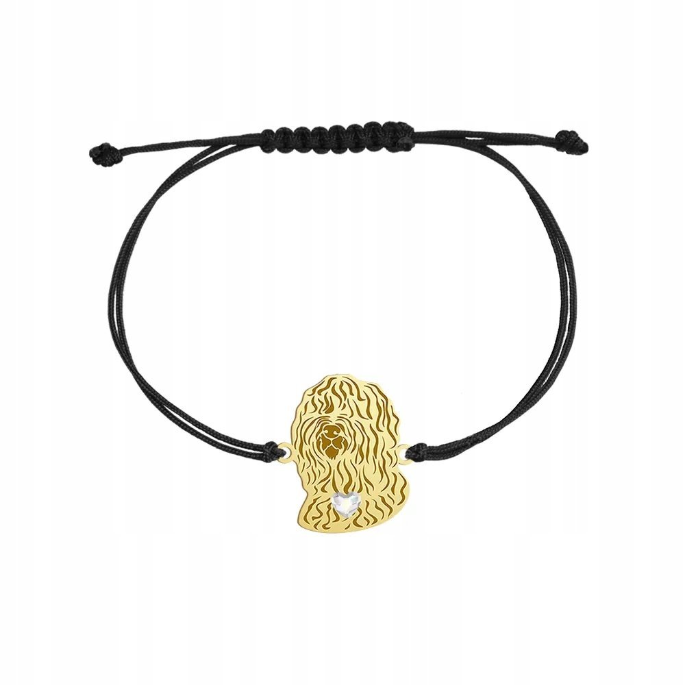 Bransoletka Pozłacana z Barbet - Francuski Pies Dowodny 925 sznurek GRAWER