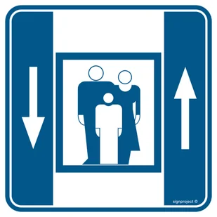 RA043 DŹWIG OSOBOWY, PN - PŁYTA PCV 1MM; (300X300MM) - Systemy ekspozycyjne i znaki informacyjne - miniaturka - grafika 1