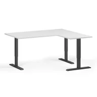 Biurka - Stół z regulacją wysokości, 3 silniki, 745 - 1215 mm, narożnik L/P, blat 1600 x 1400 mm, podstawa czarna, biały - miniaturka - grafika 1
