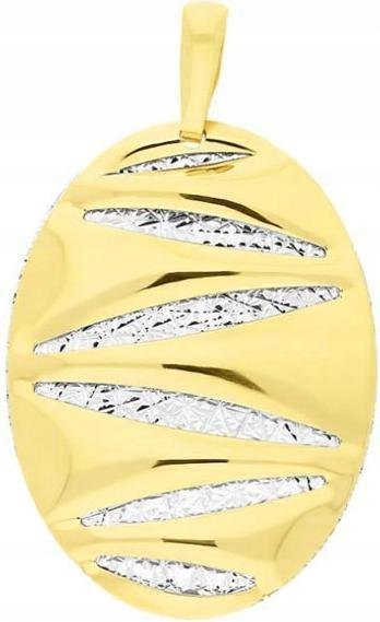 Złota przywieszka 585 OWALNA GRAWEROWANA 2,49g modny wzór na łańcuszek 14k