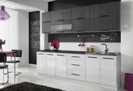 Meble kuchenne - Meble Kuchenne Kuchnia Szafki Modułowe Biały Połysk Szary Połysk 2,6M Rico - miniaturka - grafika 1