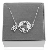 Naszyjniki - Srebrny naszyjnik GLOBUS kula ziemska litera LITERKA PUDEŁKO SREBRO 925 - miniaturka - grafika 1