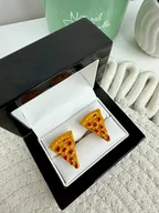 Spinki do mankietów i krawatów - SPINKI DO MANKIETÓW koszuli mankietu pizza kawałek - miniaturka - grafika 1