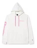 Bluzy męskie - Champion Męska bluza z kapturem Legacy Neon Spray Powerblend Terry Contrast Logo, biała, XXL - miniaturka - grafika 1