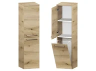 Szafki łazienkowe - Słupek Łazienkowy ATHD 35 cm DK Lewy - Dąb Evoke Coast Mat - Uchwyty Stal Szczotkowana - miniaturka - grafika 1