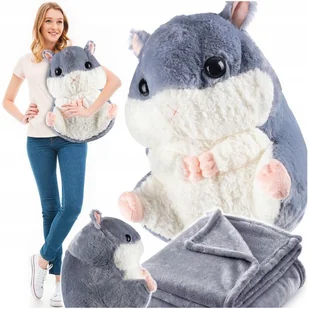 Chomik Z Kocykiem Koc 160X110 Cm Maskotka Poduszka Pluszowy Przytulanka 3W1 - Maskotki i pluszaki - miniaturka - grafika 1