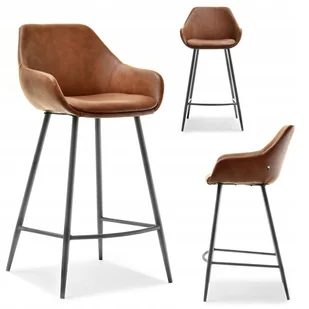 Hoker Barowy Z Podłokietnikami Na 4 Nogach Ze Skóry Eko Migel Brąz Antic - Taborety i hokery - miniaturka - grafika 1