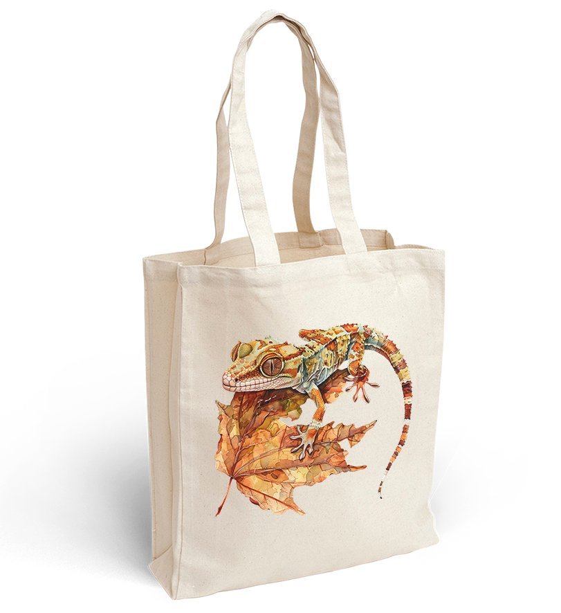 Torba bawełniana z nadrukiem gekon orzęsiony