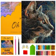 Zabawki kreatywne - Haft Diamentowy Kot 40x50cm Mozaika 5D Zestaw do wyklejania diamentów OhArt - miniaturka - grafika 1