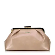 Torebki damskie - Damska torebka z imitacji skóry z zapięciem na bigiel beżowa - miniaturka - grafika 1