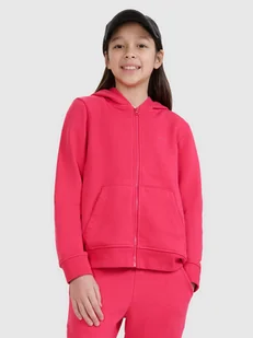 4F Bluza dresowa rozpinana z kapturem dziewczęca - różowa 122 (6-7 lat) - Bluzy damskie - miniaturka - grafika 1