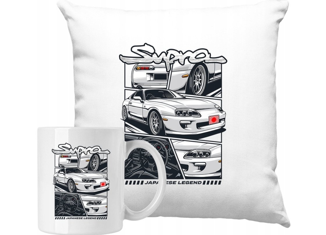 ZESTAW PODUSZKA + KUBEK Szybkie Auta Motoryzacja JDM Pomysł Na Prezent #25