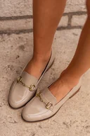 Mokasyny damskie - Lakierowane loafersy Grind beżowe - SAWAY - miniaturka - grafika 1